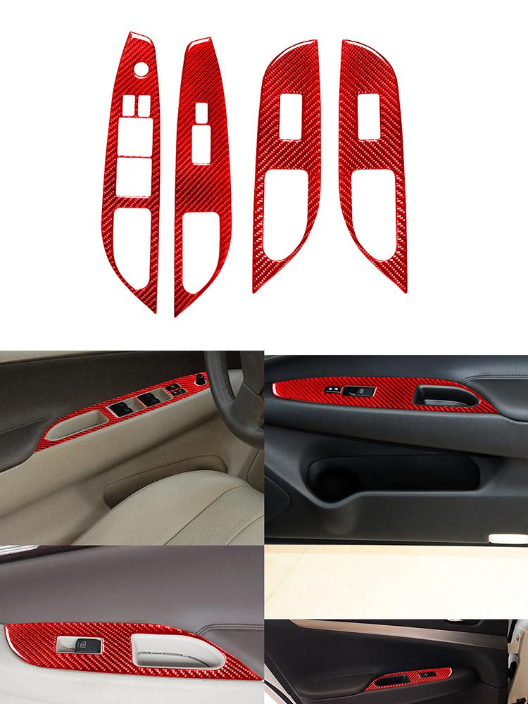 Carbon Fiber Interior Car Windows Control Lifting Panel Trim Cover Frame Sticker For Infiniti G37 SEDAN 2010-2013 Auto Accessori
