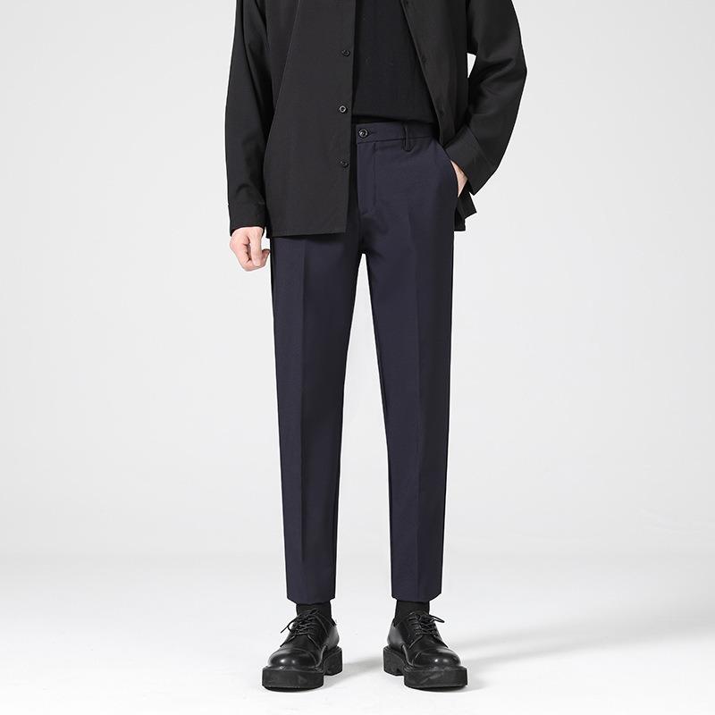 Pants Men's Spring and Autumn New Suit Pants Men's Slim Straight Pendant Versatile Casual Black Small Pants