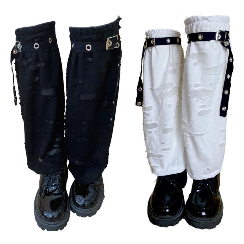 Women's Leg Warmers Punk Summer Hollow Out Calf Tube Sleeve Sling Leg Cover Slouch Socks Knee High Calf Socks Gothic