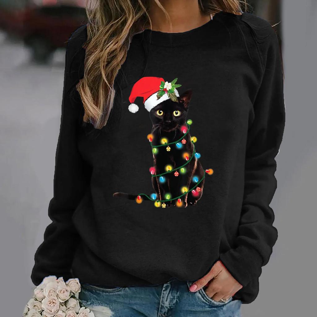 Amazon Ebay Wish Fast Selling Independent Station Christmas Printing Long Sleeve Round Neck Hoodie Without Hood Teamu