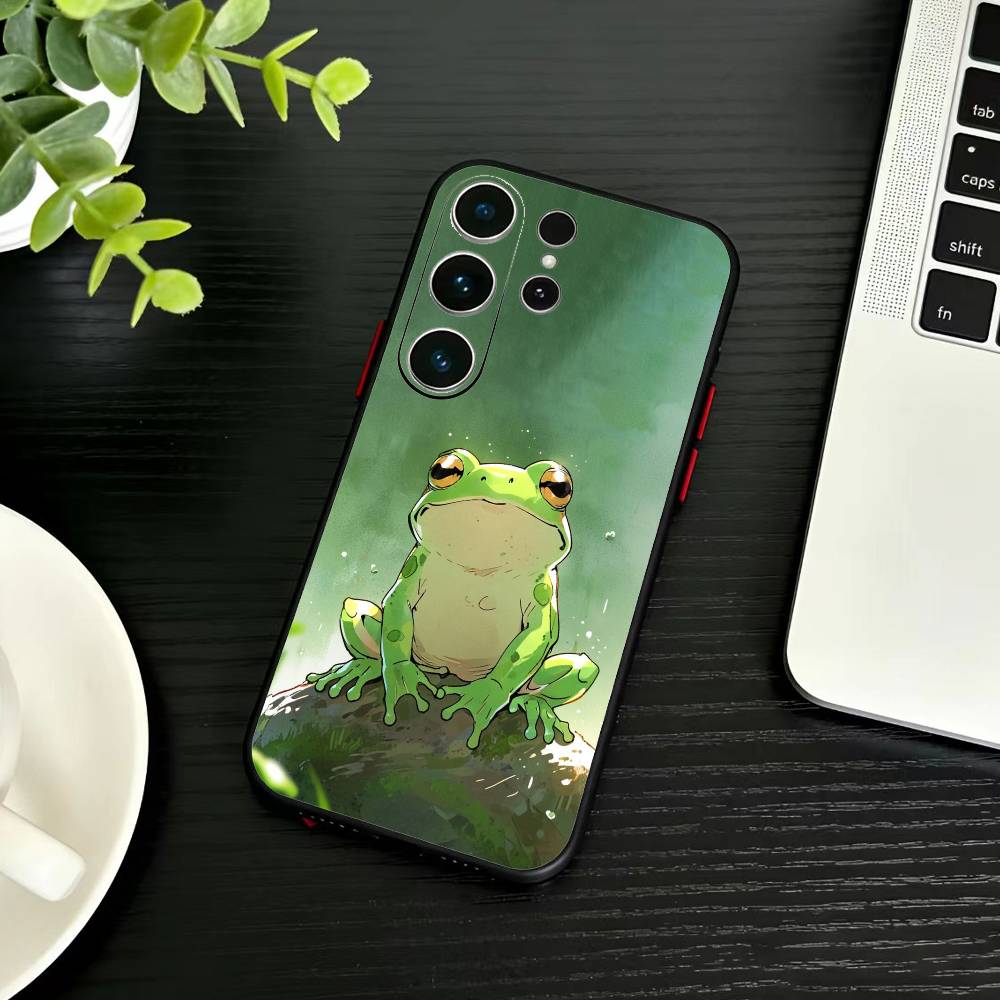 Cute Frog Cartoon Phone Case For Samsung S26,S25,S24,S23,S22,S21,S20,S30,Ultra,Plus,Fe,Note,5G Black Cover