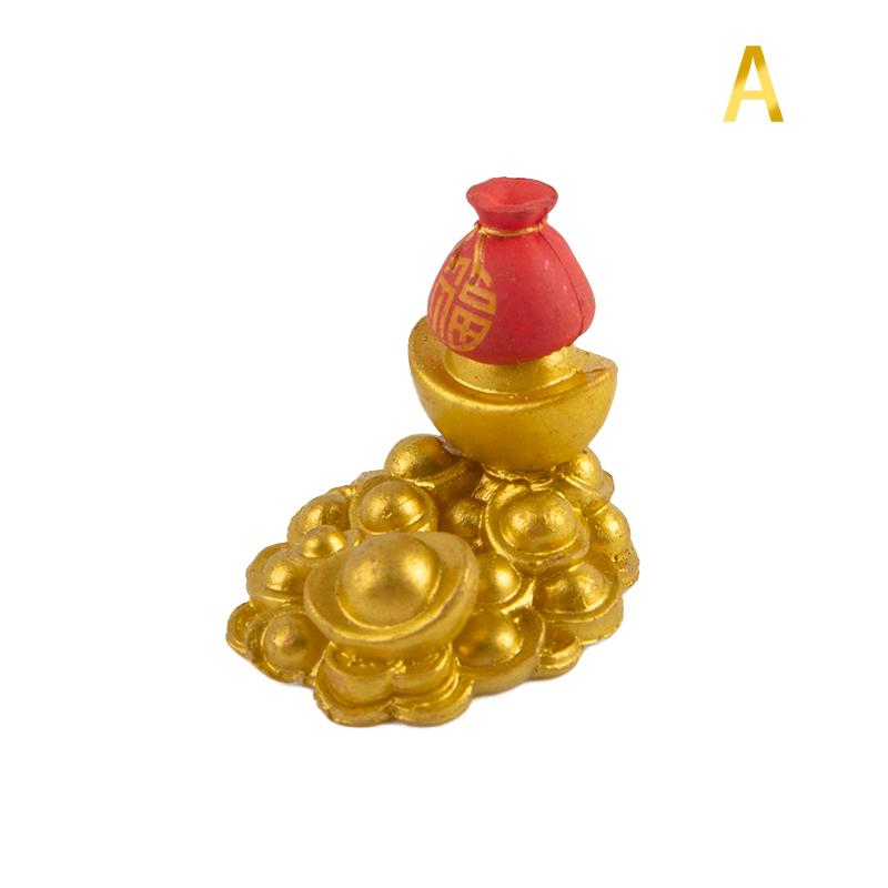 Mini Auspicious Gold Ingot Ornament Lucky Yuanbao Fengshui Decor Dollhouse Craft