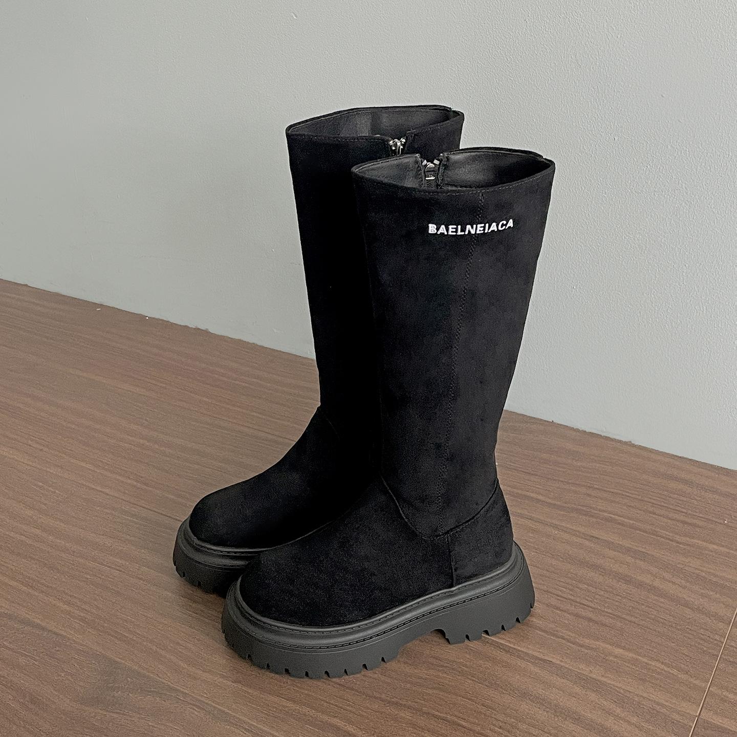 

Retro black premium British platform boots women s boots 2025 new autumn thin and heightened knight boots 40 чёрный