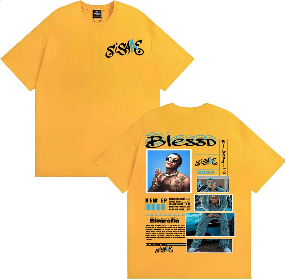 Rapper Blessd Si Sabe Album Tour 2025 Merch T Shirts for Unisex Fashion Vintage Hip Hop Tshirt Male Oversized Short Sleeve T Shirt