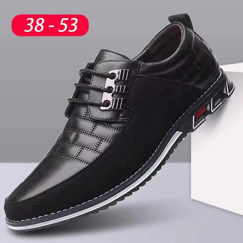 Men Business Casual Shoes Lace-up PU Leather Shoes Plus Size Formal Sneakers for Men Wedding Party Office Oxfords Dress Shoes 53