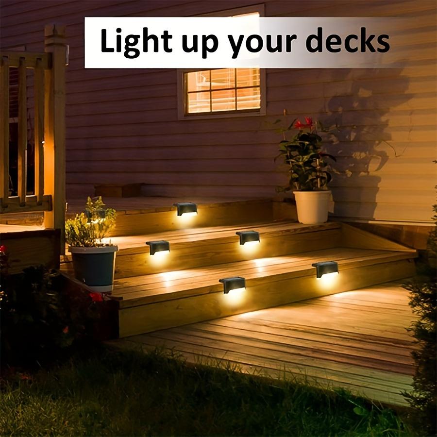 4PCs Of Solar Step Warm Light Railing Fence Lamp Outdoor Garden Light Stair Wall Decorative Control Waterproof For Parks Bridges