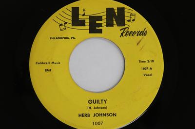 7-Zoll Schallplatte HERB JOHNSON - Guilty / Have You Heard 1007 LEN RECORDS 1960 US Rock Gebraucht