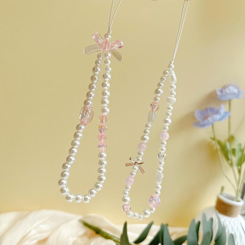Portachiavi Ciondolo Amore Perla Catena Cellulare Perline Accessori Decorativi Regali Laccetto Cellulare Anti-smarrimento