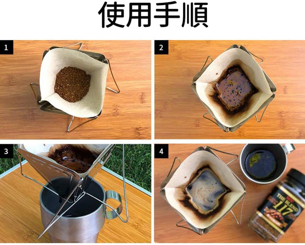 Karokkaku Folding Coffee Dripper, Perfect for Outdoor Activities, Fresh Brewing, Camping, Hiking, Cooking, Solo Camping, Stainless Steel, Portable