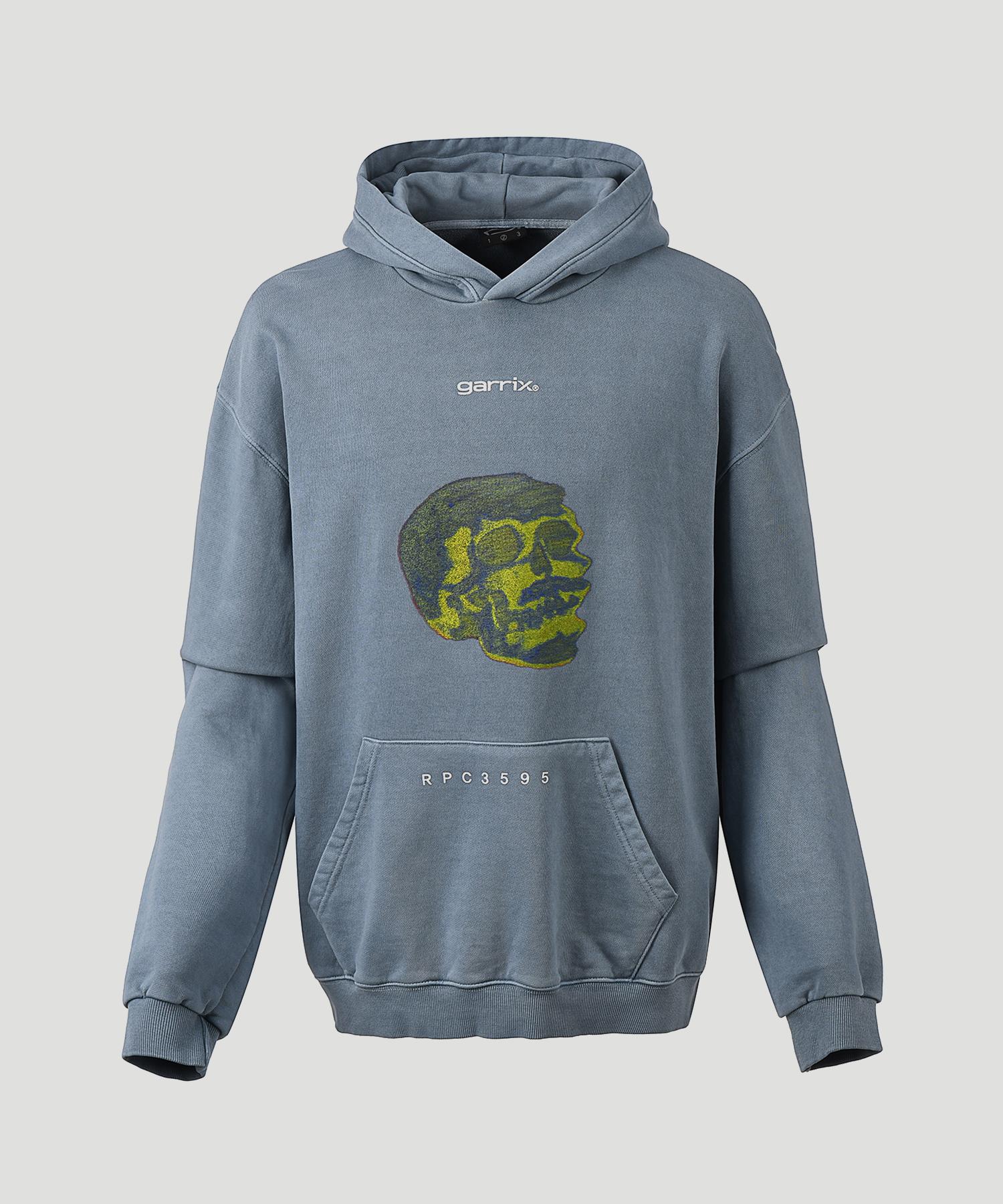 Galix Glitch Skull Pigment Hoodie (Sky Blue) Sky Blue/1