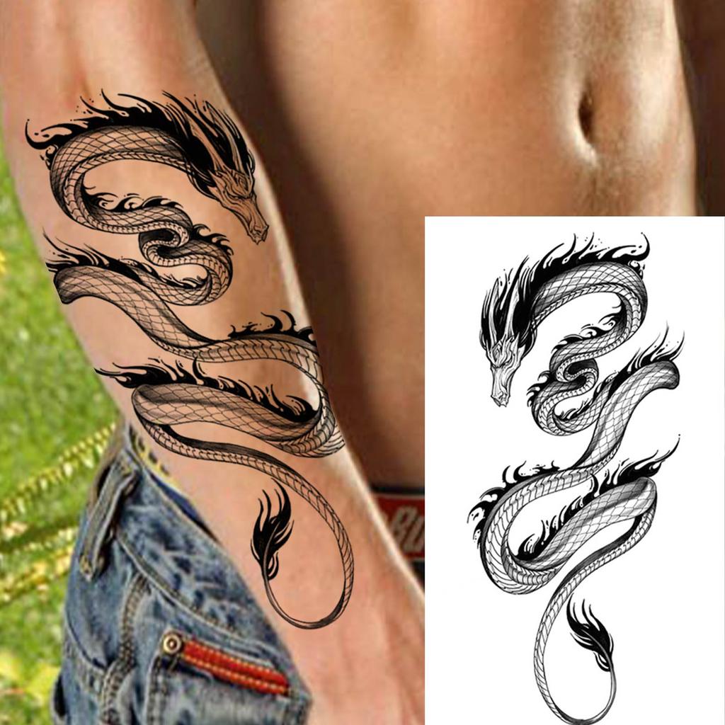 1 Sheet Dragon Temporary Tattoos For Men Women Water Transfer Tattoo Sticker Self Adhesive High Quality Fake Tatoo Arm Forearm