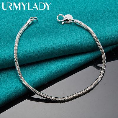 925 Sterling Silber 3mm Schlangenkette Armband für Damen Herren Mode Hochzeit Feier Party Charm Schmuck