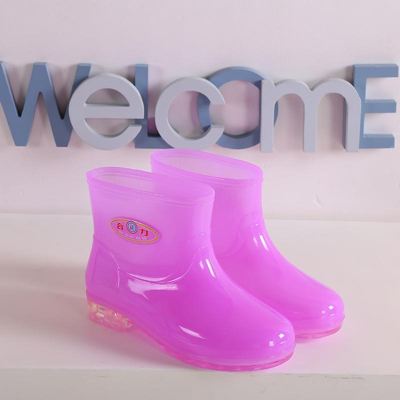 

Jelly water shoes female adult short non-slip four-season velvet rubber shoes overshoes adult outer wear warm work rain shoes female 40