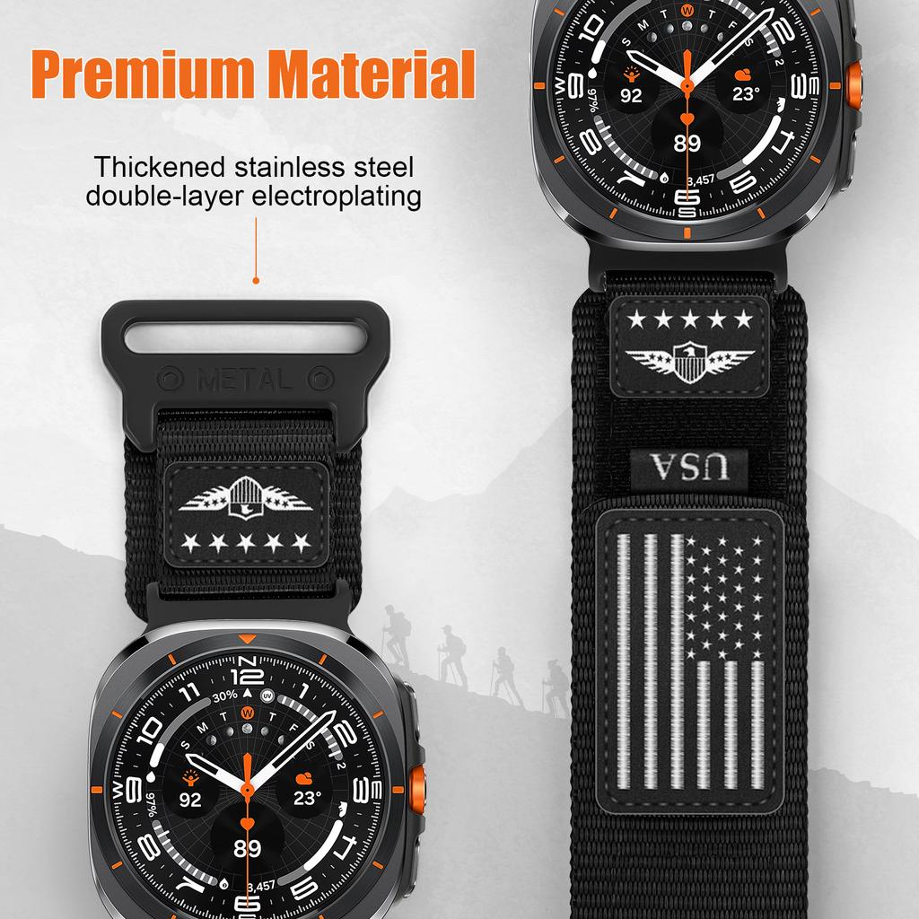 Strap For Samsung Galaxy Watch 7 Ultra 47mm Accessories Sport Fabric Rugged Nylon Bracelet Correa Galaxy Watch Ultra Band 47 Mm
