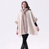 European & American Autumn/Winter Faux Rabbit Fur Hooded Shawl Women's Woolen Plus Size Cardigan Cape