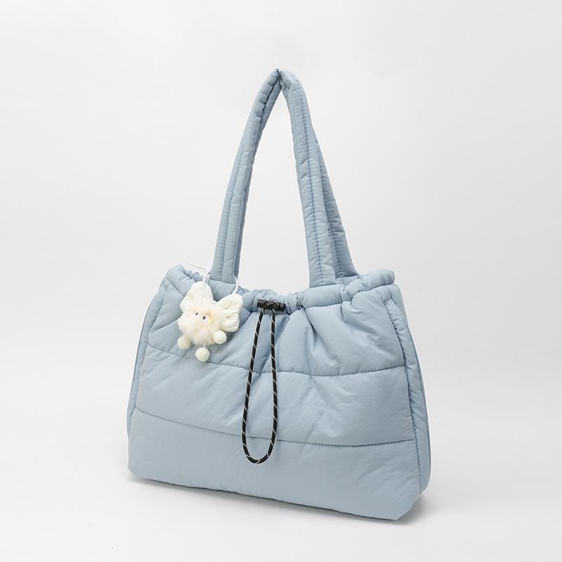 

New Women Shoulder Bag Large Capacity Quilted Puffer Tote Casual Trendy Crossbody Handle Bag Textured Casual Bags for Travel світло-синій колір