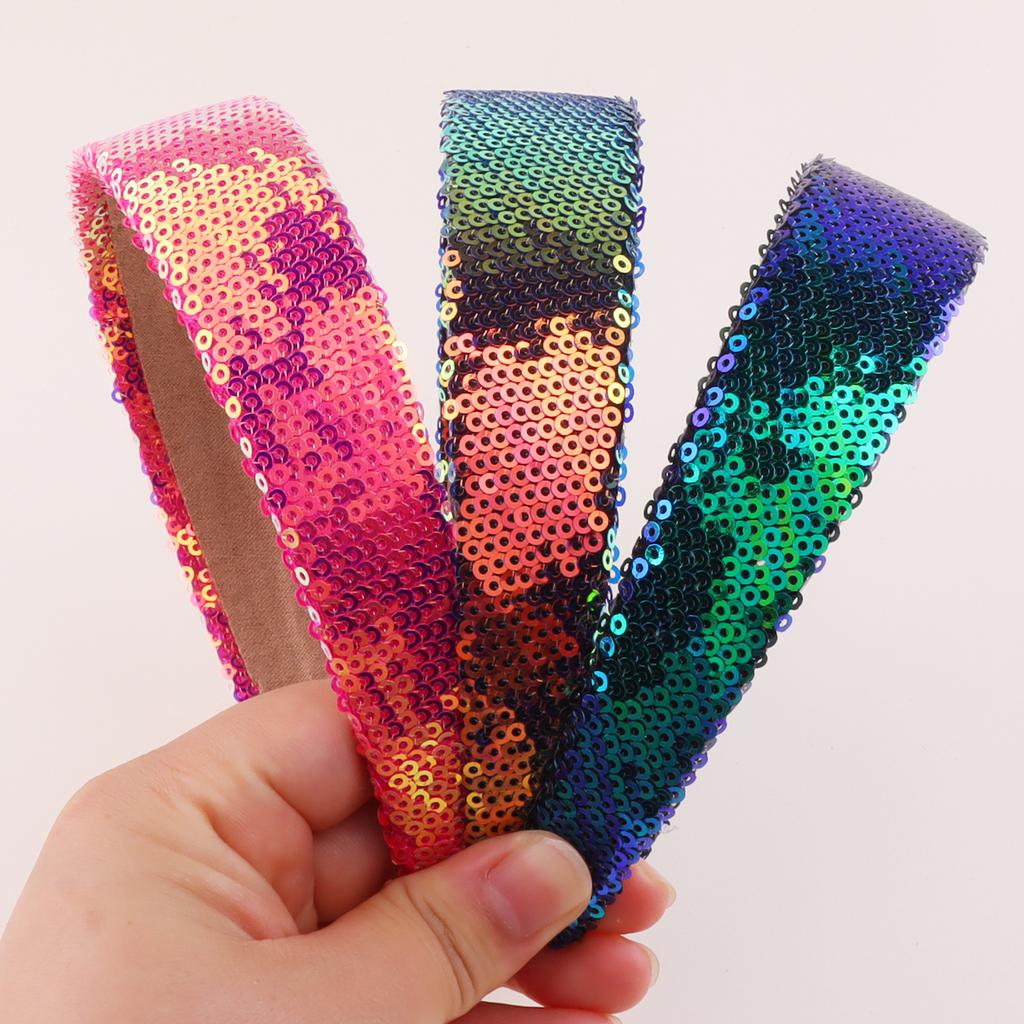 Sequin Glitter Headbands for Girls Princess Sparkly Wide Headband Kids Cute Alice Head Band for Children Thick Sparkle Bling