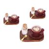 Miniature English Coffee Cup Party Accessories Alloy Coffee Cup Set Pretend Play Detail Dollhouses Decors 3 Set