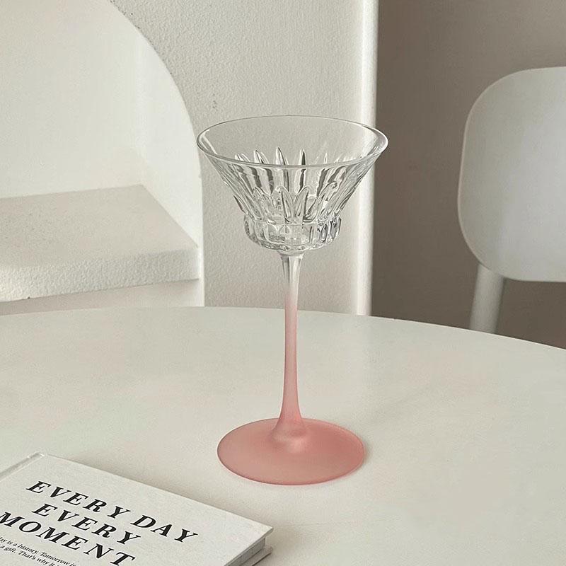 Japanese Style High Aesthetic Frosted Fink Goblet Women New Household 110ml Creative Cocktail Glass 2025 Round Crystal Glass 101-200ml