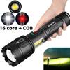 XHP160+COB Strong Light Torch Outdoor TYPE-C USB Rechargeable Flashlight Aluminum Alloy IPX5 Waterproof LED Lamp With Side Light