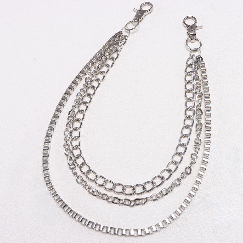 

Gothic Rock Metal Belt Chain 3 Layer Long Punk Hook Waist Trouser Chain for Jeans Stage Festival Party Accessory
