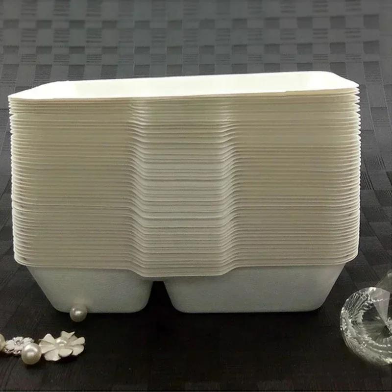 Disposable Pulp Lunch Box Thick Environmentally Friendly Rice Takeaway Packaging Rectangular Connected Fast Food Boxs