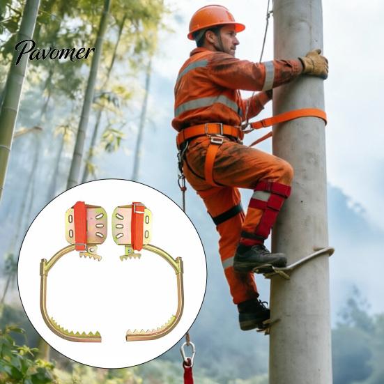 Tree Climbing Spike 1 Set Adjustable Electrician Pole Climbings Shoes Gear with Saw Teeth Non-Slip Picking Work Heavy Duty