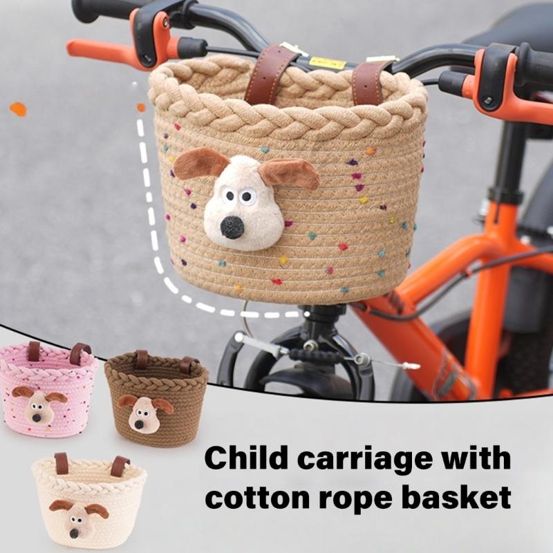 Kids Bike Basket Front Decoration Child Scooters Front Storage Panniers Basket for Mountain Cycling and Playtimes