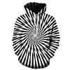 Unisex Oversized Hoodie With Black White Abstract Spiral 3D Digital Print Loose Fit Casual Wear