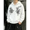 Fashionable Street Fashion Brand Dark Thorn Abstract Print Hoodie Loose and Versatile Couple Zipper Sweatshirt Jacket