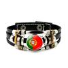 Factory National Country Flag Design Bracelet Crystal Bead Snap Button Sports National Team Jewelry Gift Leather Wrap Bracelet