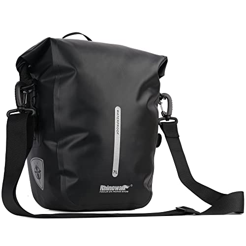 Rhinowalk Bicycle Pannier Bag, Waterproof, 7L Large Capacity, Side Bag, Cycling/Touring Bag, Easy Installation with Quick Release Hooks, Reflective Fi