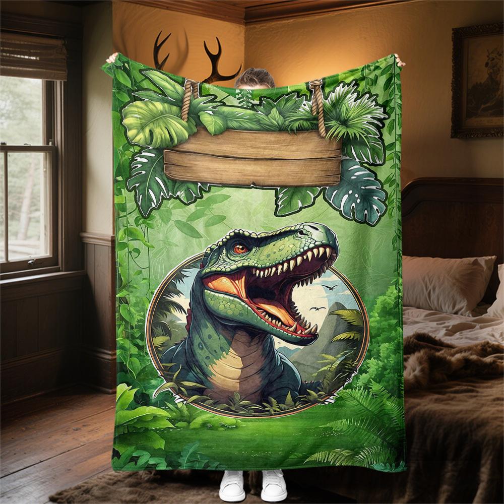 1PC dinosaur jungleOutdoor Flannel Blanket - Soft Plush Decor for Picnics, camping, Bedroom, Playroom, Office, or Lunch Break 1373A