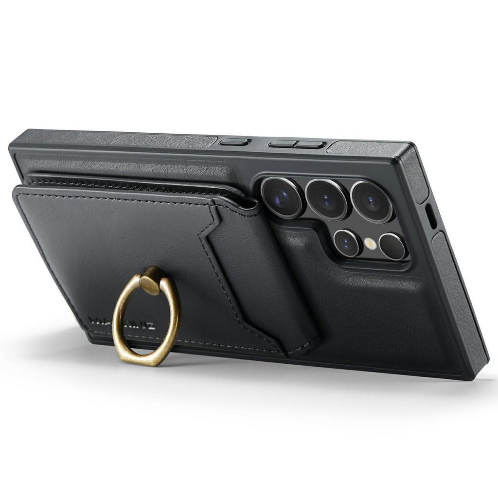 For Samsung Galaxy S25 Ultra Magnetic Case PC+TPU+PU Phone Cover with Card Holder