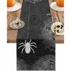 Halloween Linen Table Runner,Spiders Spiderweb Texture Dresser Scarf Kitchen Dinning Tabletop Covers Decor for Indoor Outdoor Party Holiday Wedding