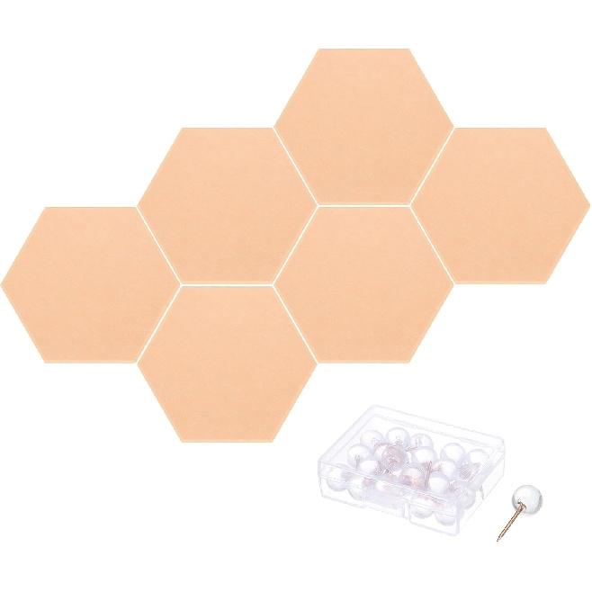 PATIKIL Felt Bulletin Board, 12"x10", 6 Packs Self Adhesive Hexagon Felt Tiles for Sound Proofing Wall Panels for Home Office Recording Studio,Game