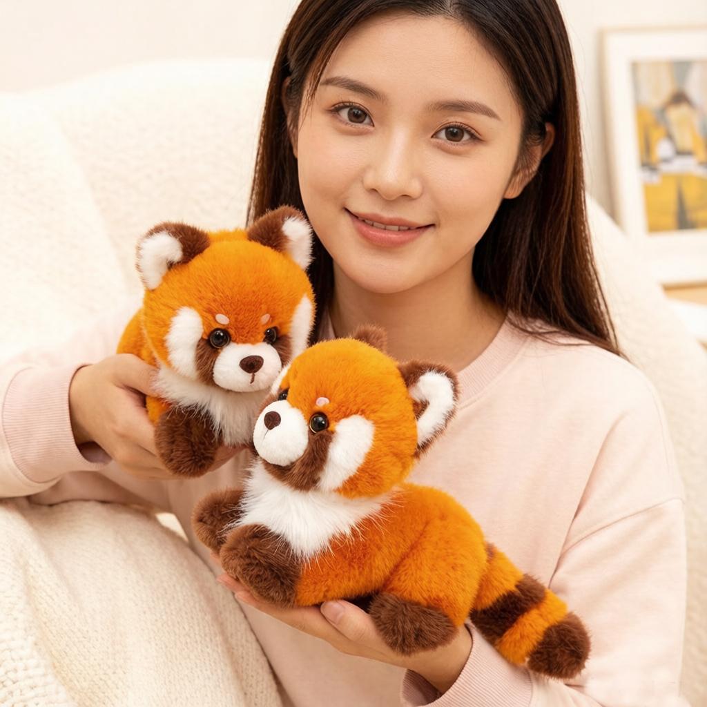 Household Items No.2 Unisex Red 17Cm Lying Panda Zoo Animal Plush Toy Stuffed Companion Appeasing Kawaii Animal Doll Gift