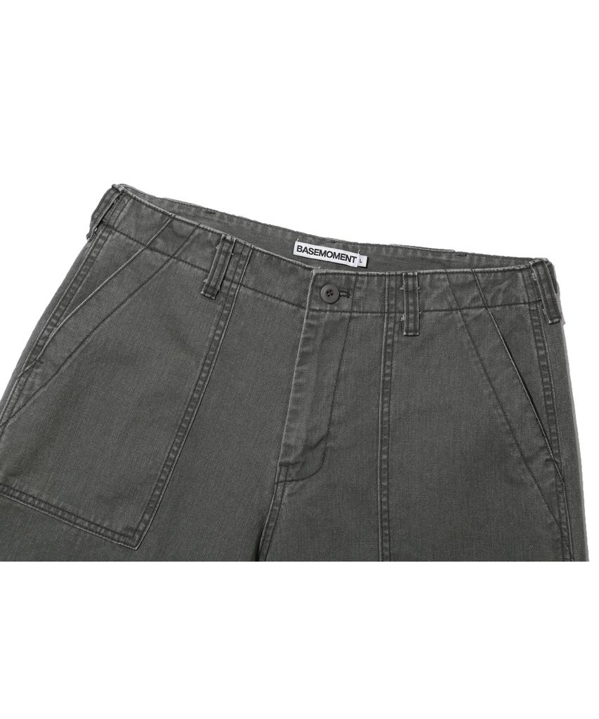 BASEMOMENT Washed Fatigue Work Pants Cement Gray