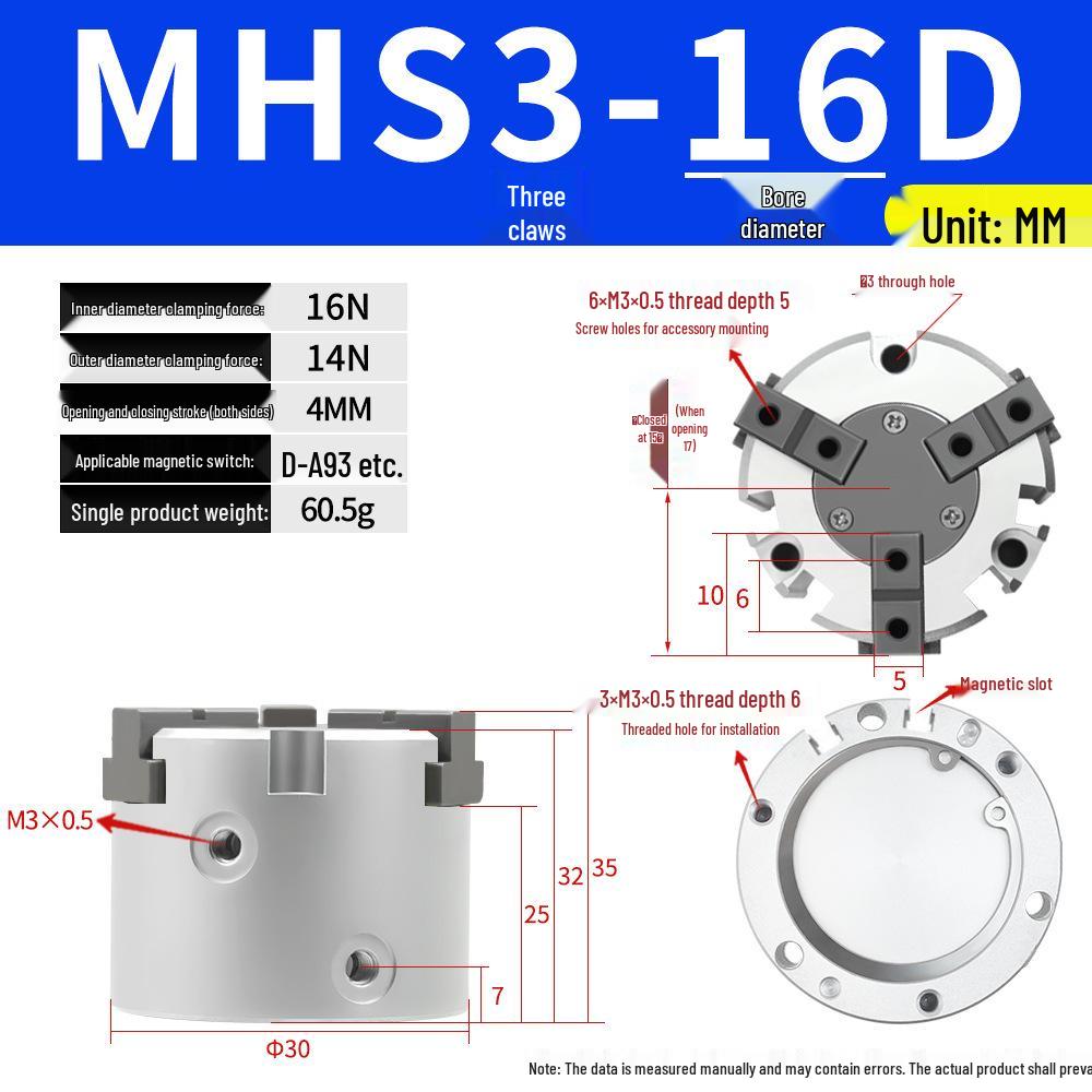 SMC Pneumatic Gripper Fingers: Two-Jaw, Three-Jaw, Four-Jaw MHS2/3/4-16D/25D/40D/50/63D