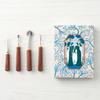 Clover Sewing Tool Includes Metal and Soft Set, Walnut, Awl, Ripper, Spatula, Roulette, CL21-237