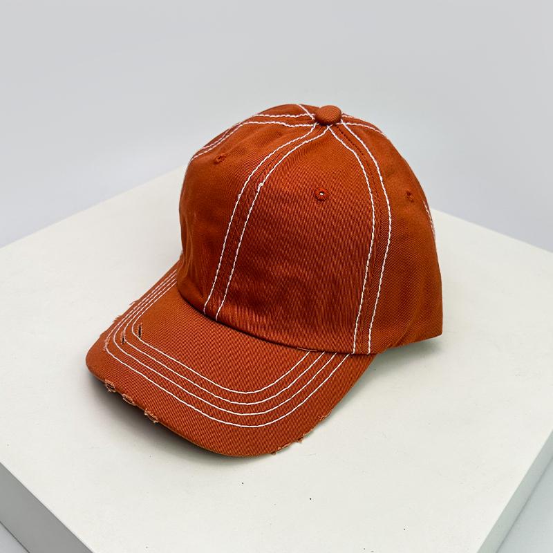 New Unisex Solid Distress Retro Baseball Hats Breathable Street Sunshade Simple Peaked Cap Versatile Fashion Casual Broken Style
