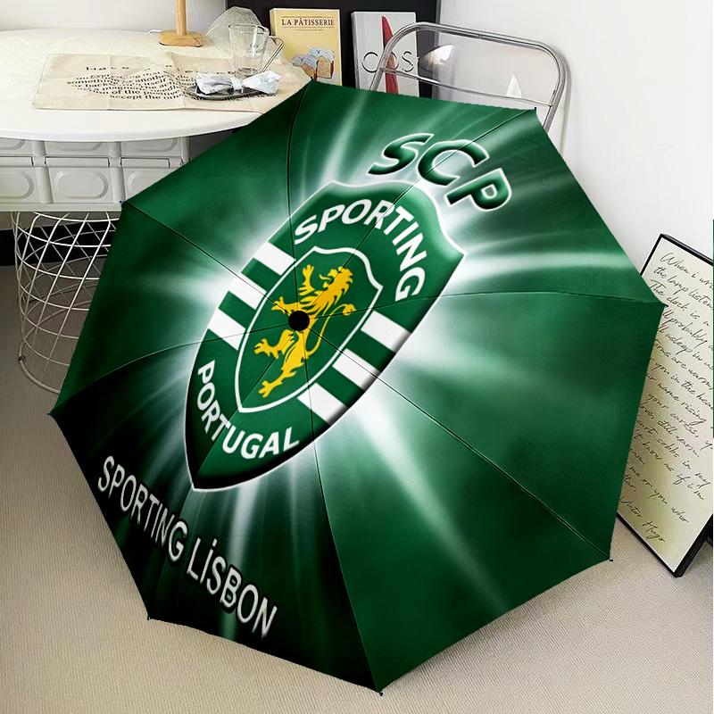 Sporting Portugal Crest Automatic Folding Umbrella - 8-Rib Travel Umbrella with Auto Open/Close & Portable Gifts for holidays or birthdays
