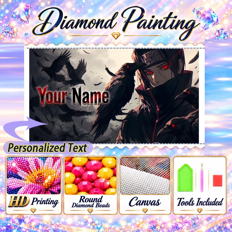 Personalized Itachi Uchiha Diamond Art Custom Name 5D Diamond Painting Full Drill DIY Craft