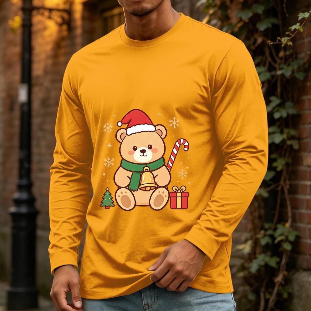 Heren Casual Kerst Lange Mouw Nek T-shirt
