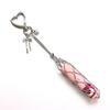 Adjustable Metal Mesh Lipstick Holder Purse Lip Gloss Bag with Makeup Mirror Keychain Pendant with Heart Star Charm for Women