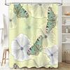 Decorative Flower Butterfly Shower Curtain Fabric Customizable for Bathroom Decor White Floral Print in with Hooks