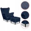 Bella Wing Chair with Footstool Scandinavian Family Meble Navy Blue