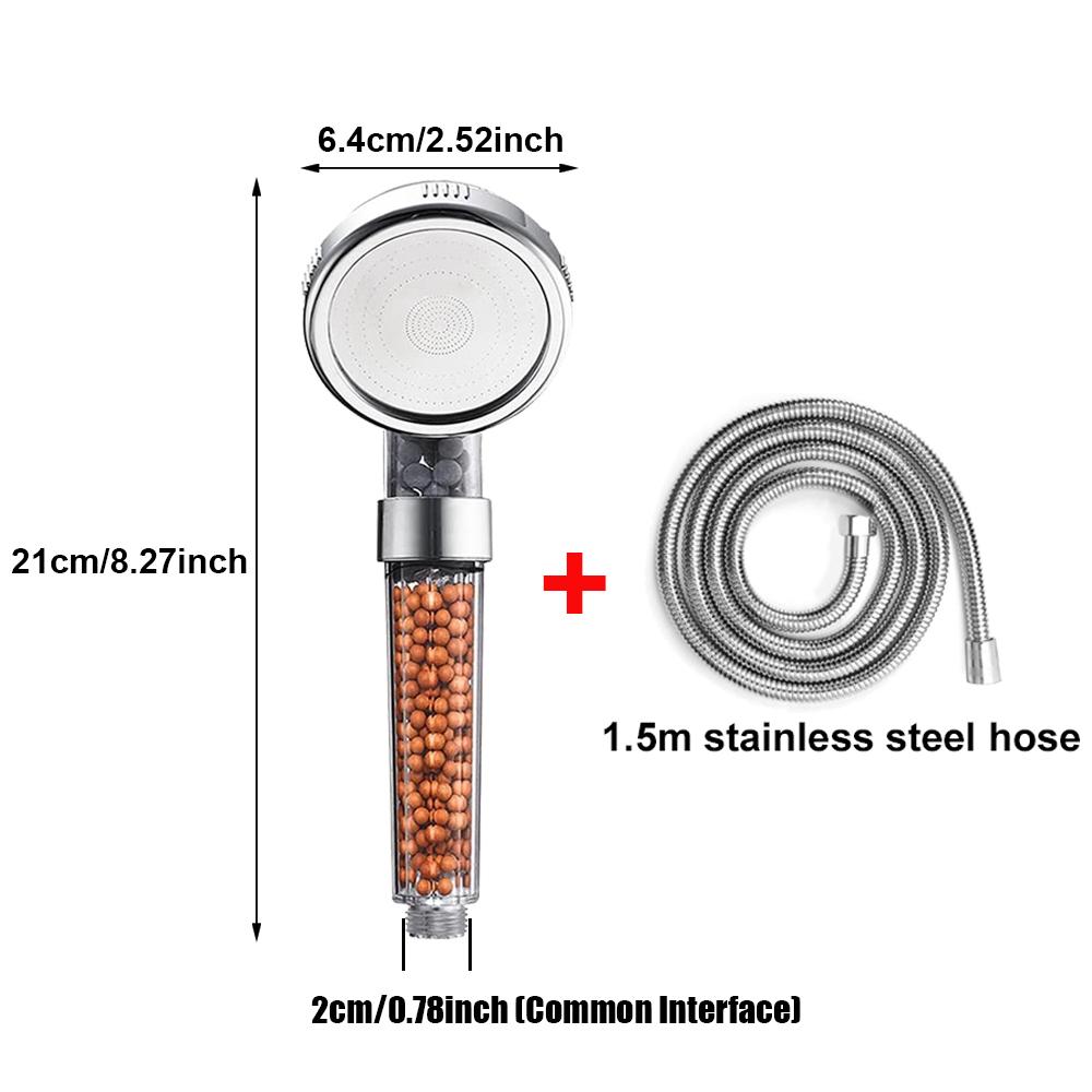 1-3Pcs Filtered Shower Head Bathroom ABS High Pressure Water Saving Spray Handheld Clear Showerheads with Filter Beads