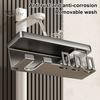 Hair Dryer Holder with Toothbrush Toothpaste Organizer Strong Load-bearing Easy To Install Wall Mount Blower Holder Shelf