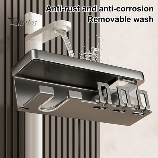 Hair Dryer Holder with Toothbrush Toothpaste Organizer Strong Load-bearing Easy To Install Wall Mount Blower Holder Shelf